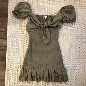 MARBLE Olive Green Smocked Top
